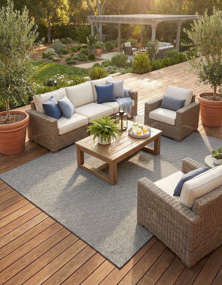 Detail image of 9' x 12' Easy-Clean Trellis Indoor / Outdoor Rug
