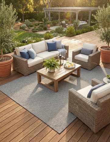 Charcoal Easy-Clean Lattice Indoor / Outdoor Rug