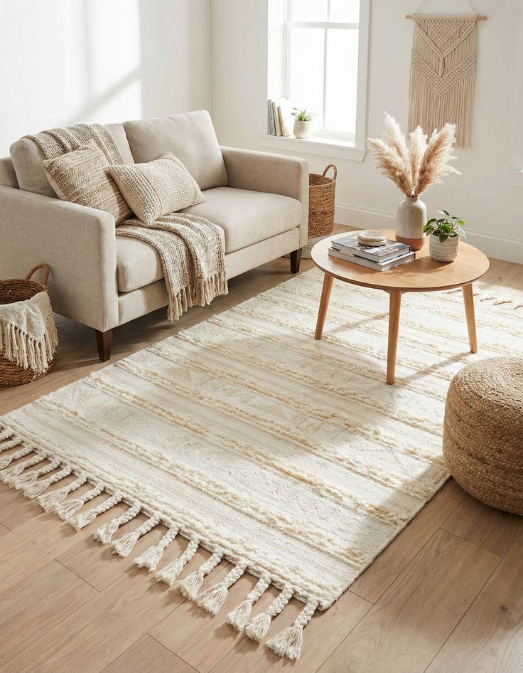 Detail image of  4' 1 x 6' 1  Hand Woven Arizona Wool Rug