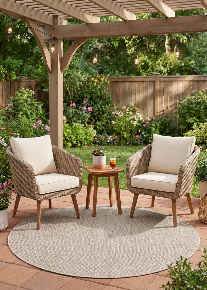5' 3 x 5' 3 Easy-Clean Solid Indoor / Outdoor Round Rug