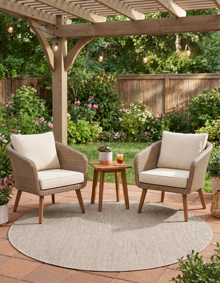 Detail image of 5' 3 x 5' 3  Washable Solid Indoor / Outdoor Round Rug