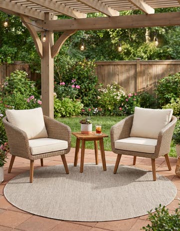 5' 3 x 5' 3 Easy-Clean Solid Indoor / Outdoor Round Rug