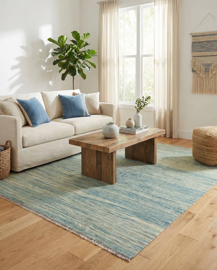 Detail image of 4' 2 x 6' 4 Hand Woven Kilim Modern Wool Rug
