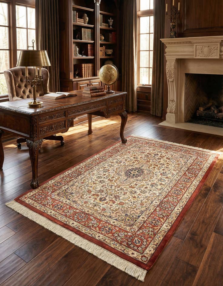 Detail image of 2' 8 x 4' Ghom Silk Rug