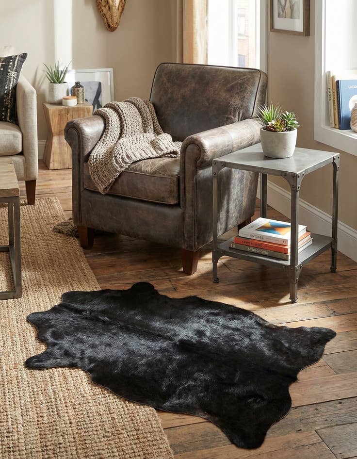 Detail image of 1' 8 x 2' 6 Cowhide Leather Rug