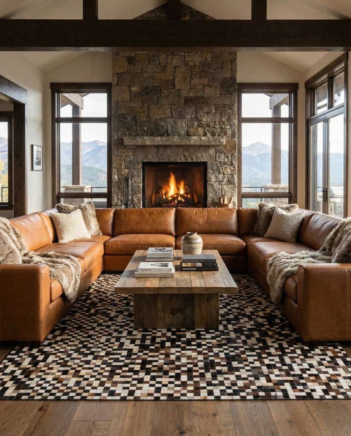 8' x 10' Cowhide Leather Rug