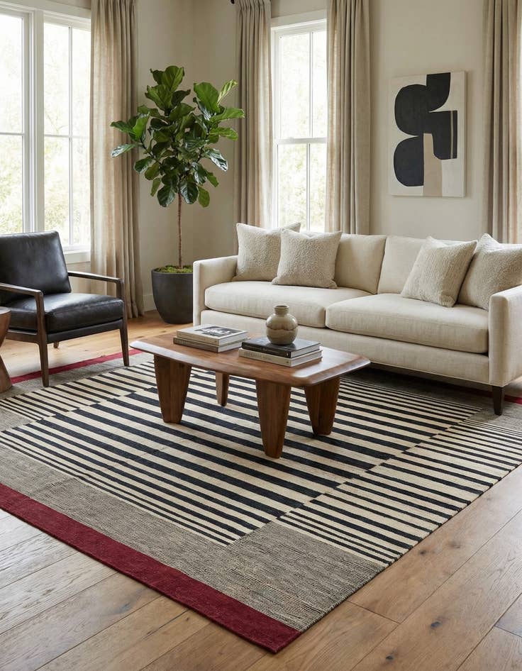 Detail image of 6' 5 x 7' 7  Hand Woven Kilim Modern Wool Square Rug