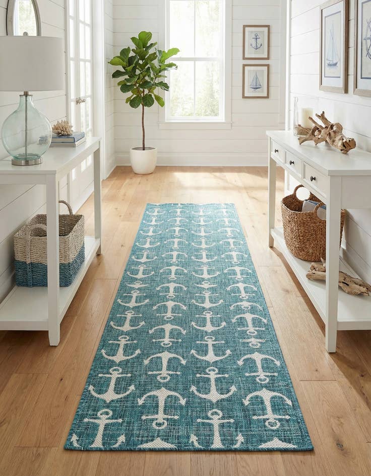Detail image of 2' 7 x 12'  Washable Coastal Indoor / Outdoor Runner Rug