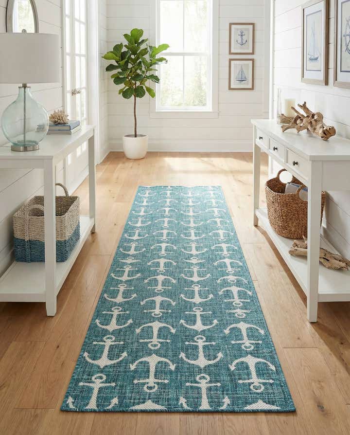 2' 7 x 12' Easy-Clean Coastal Indoor / Outdoor Runner Rug