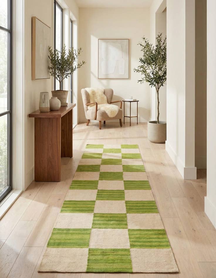 Detail image of 2' 8 x 9' 10 Hand Woven Kilim Modern Wool Runner Rug