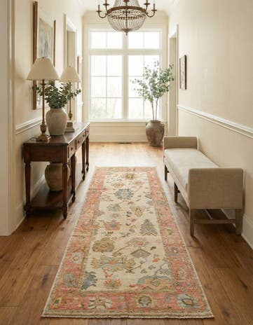 4' 2 x 9' 11 Hand Knotted Oushak Wool Runner Rug