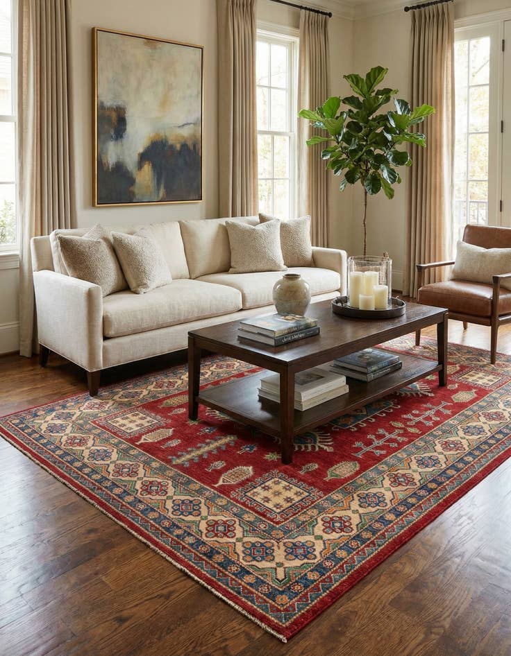 Detail image of 6' 8 x 9' 9  Hand Knotted Kazak Rug