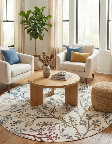 Ivory Blossom Round Rug