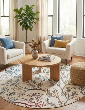 Ivory Blossom Round Rug