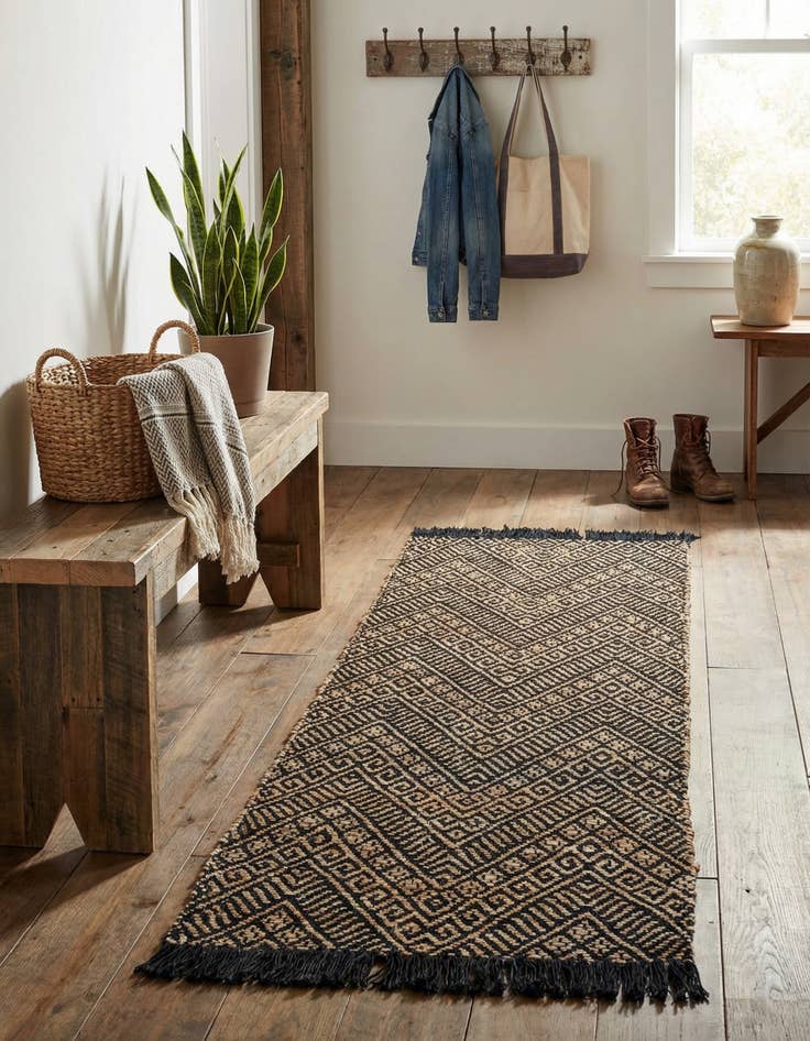 Detail image of 2' x 6' 1  Hand Braided Jute Runner Rug