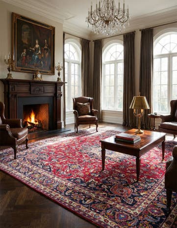 9' 9 x 13' Hand Knotted Mashad Persian Wool Rug
