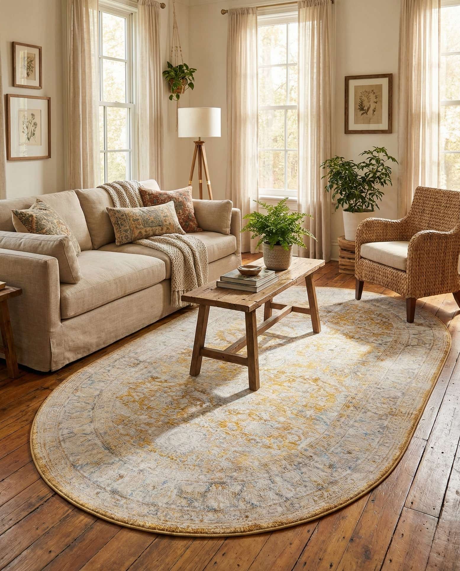 5' x 8' Washable Timeless Oval Rug
