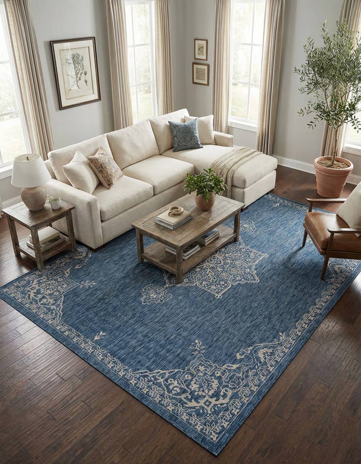 Detail image of 10' x 13'  Washable Traditional Indoor / Outdoor Rug