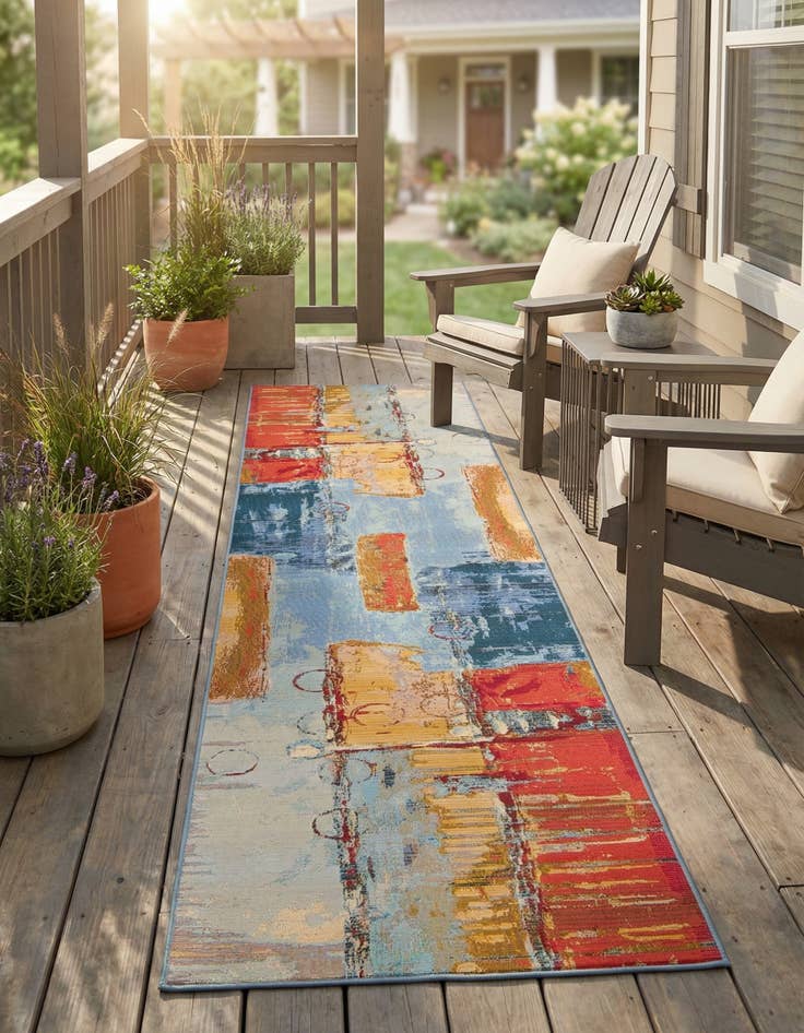 Detail image of 2' 7 x 10'  Washable Modern Indoor / Outdoor Runner Rug