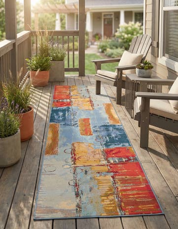 2' 7 x 10' Easy-Clean Modern Indoor / Outdoor Runner Rug
