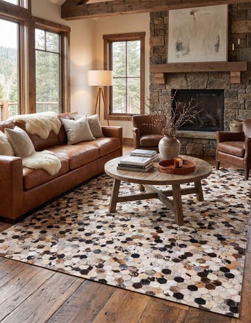 5' 1 x 8' Cowhide Leather Rug