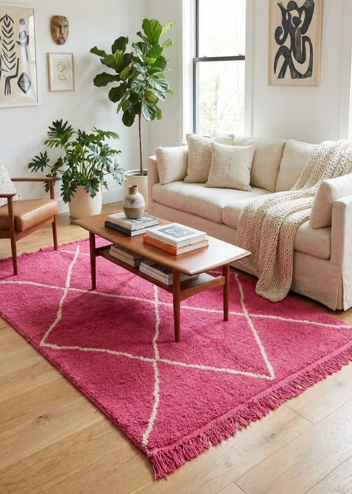 4' x 5' 2 Hand Knotted Moroccan Wool Rug