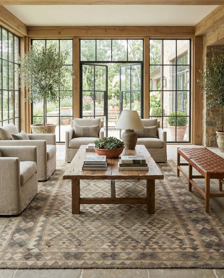 Detail image of 6' 9 x 9' 10 Hand Woven Kilim Maymana Wool Rug