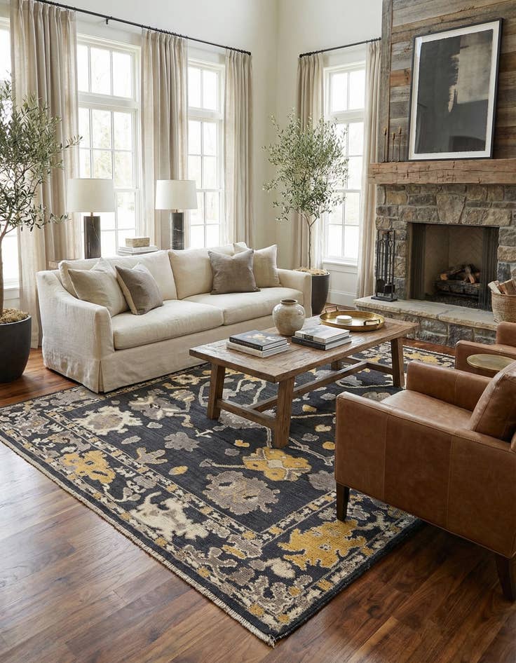 Detail image of 8' 3 x 10' 7 Hand Knotted Oushak Wool Rug