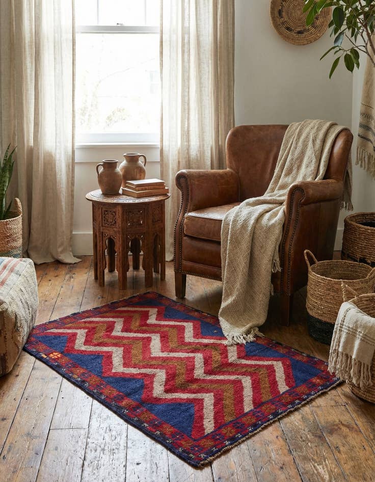 Detail image of 2' 9 x 4' 7 Hand Knotted Balouch Persian Wool Rug