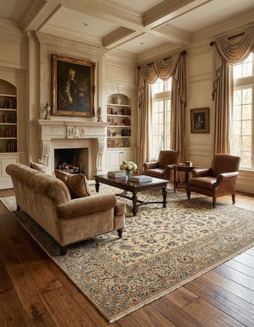 9' 9 x 13' 1 Hand Knotted Kashan Persian Wool Rug