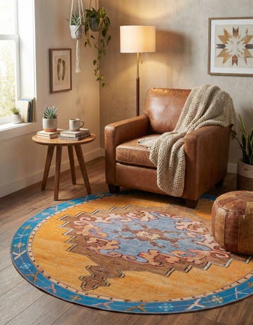5' x 5' Washable Timeless Round Rug