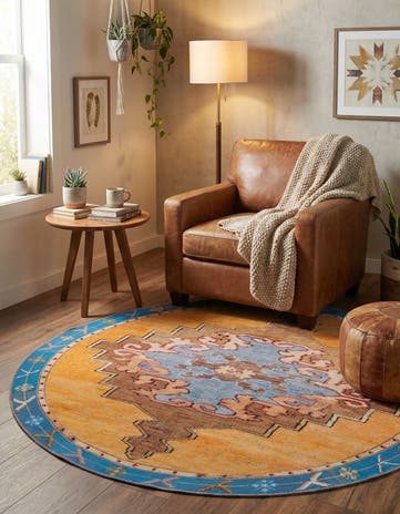 5' x 5' Washable Timeless Round Rug