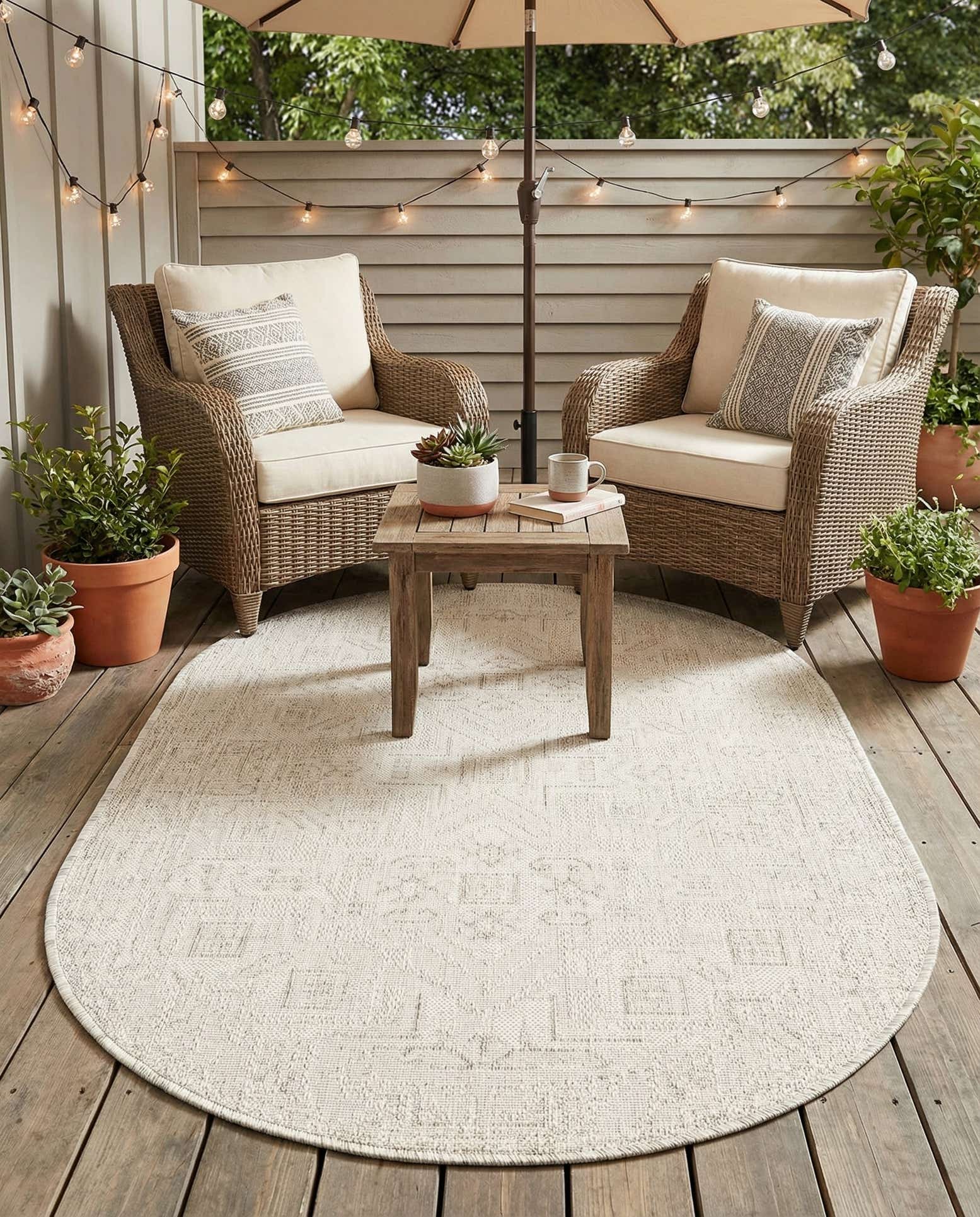 3' x 5' 3 Easy-Clean Aztec Indoor / Outdoor Oval Rug