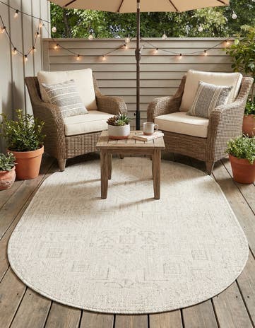 3' x 5' 3 Easy-Clean Aztec Indoor / Outdoor Oval Rug