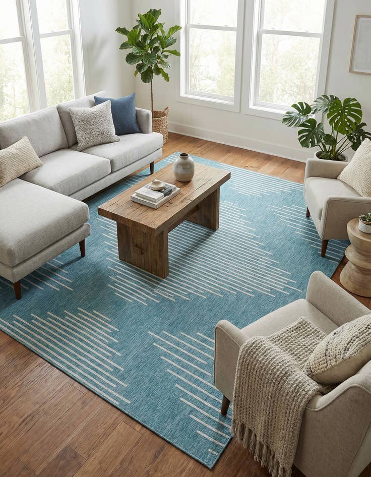 Detail image of 9' x 12'  Washable Modern Indoor / Outdoor Rug