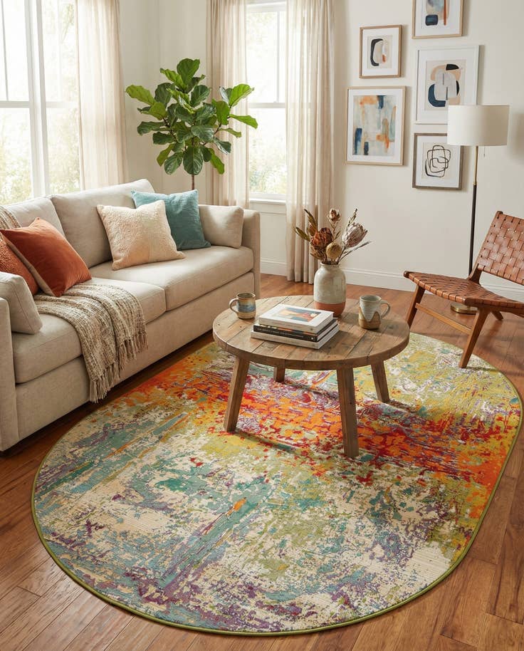 Detail image of 5' x 8' Easy-Clean Modern Indoor / Outdoor Oval Rug