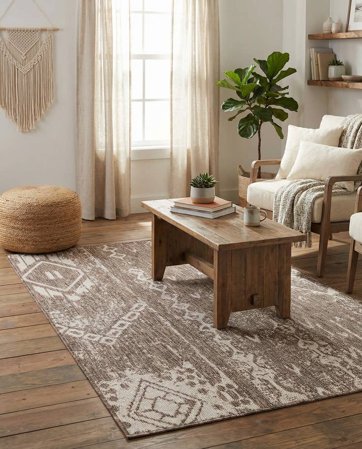 Detail image of 4' x 6' Easy-Clean Bohemian Indoor / Outdoor Rug