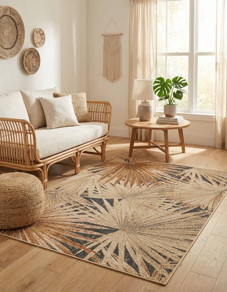 Detail image of  4' x 6'  Washable Botanical Indoor / Outdoor Rug