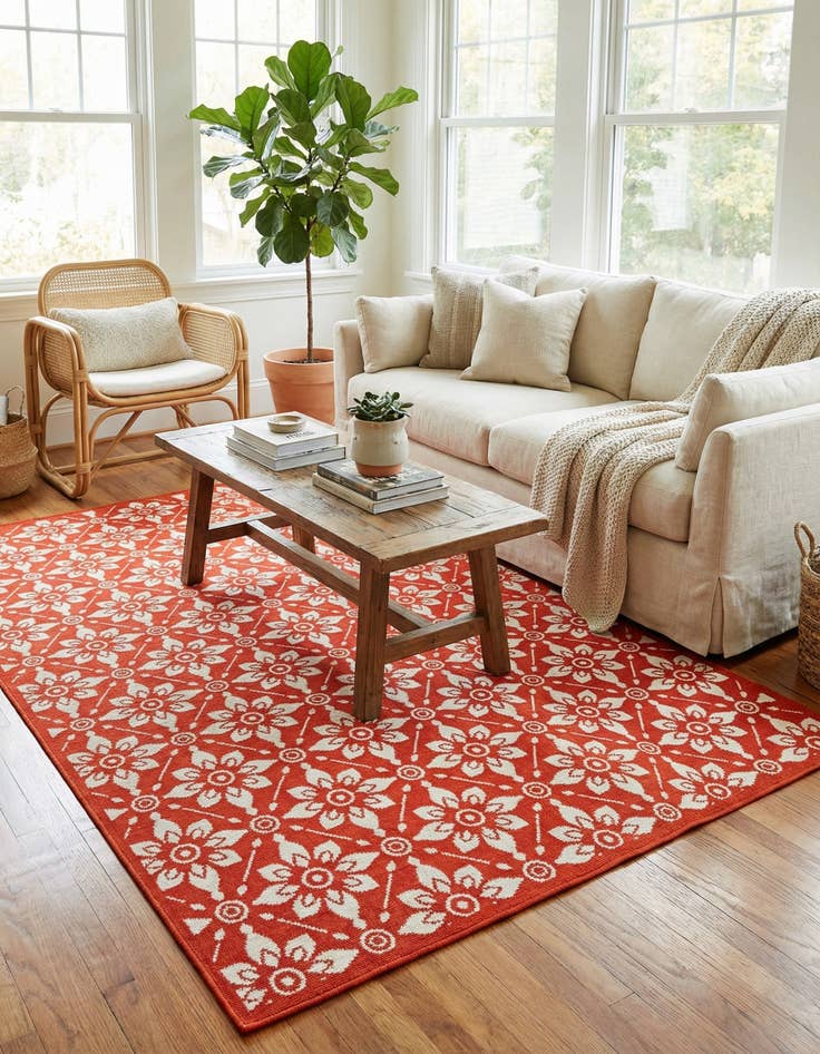 Detail image of 5' x 8'  Washable Trellis Indoor / Outdoor Rug