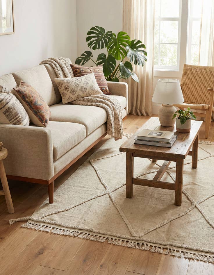 Detail image of 3' 5 x 4' 7  Hand Knotted Moroccan Wool Rug