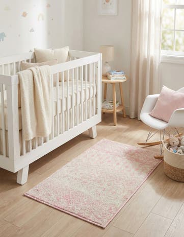 Ivory and Pink Moroccan Trellis Rug