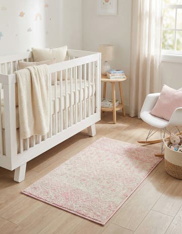 Ivory and Pink Moroccan Trellis Rug