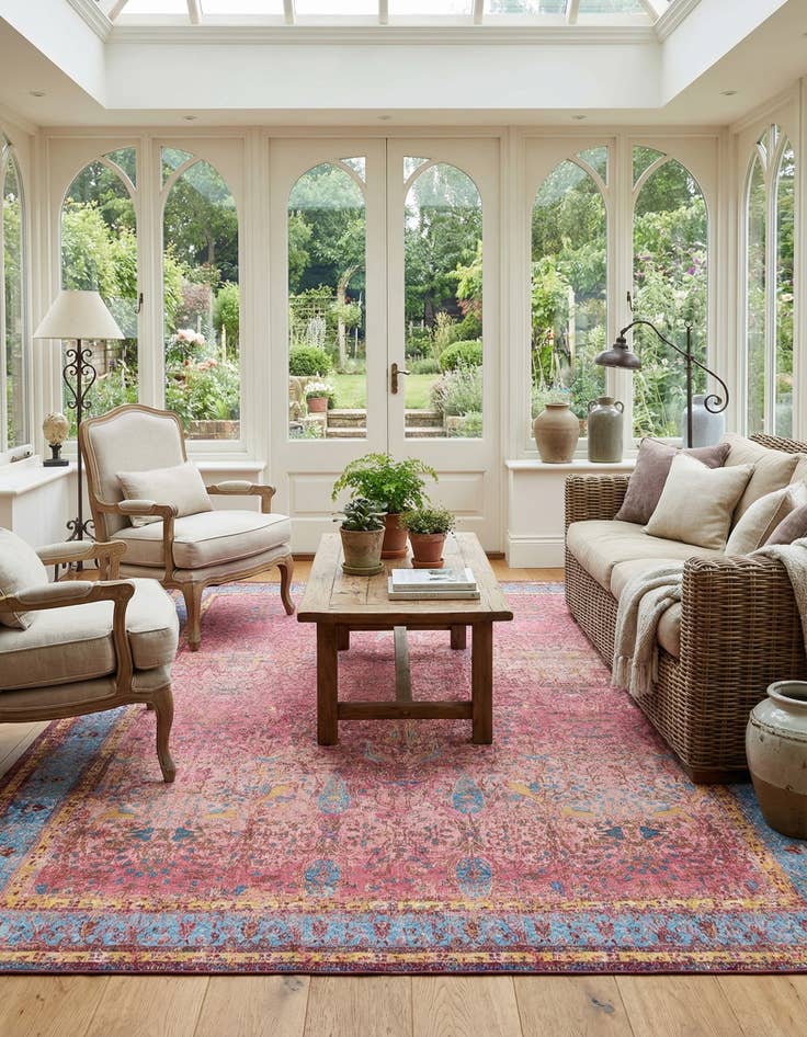 Detail image of 10' x 13' 1  Washable Traditional Indoor / Outdoor Rug