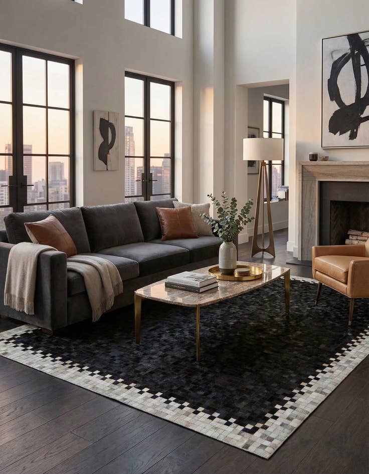 Detail image of  8' 2 x 9' 11 Cowhide - Patchwork Rug