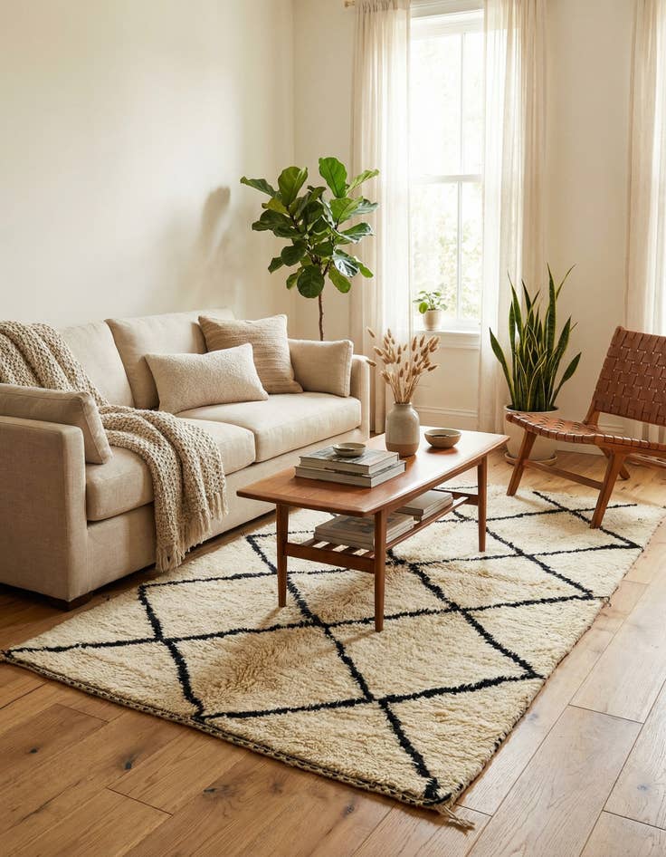 Detail image of 4' 10 x 8' 8  Hand Knotted Moroccan Wool Rug