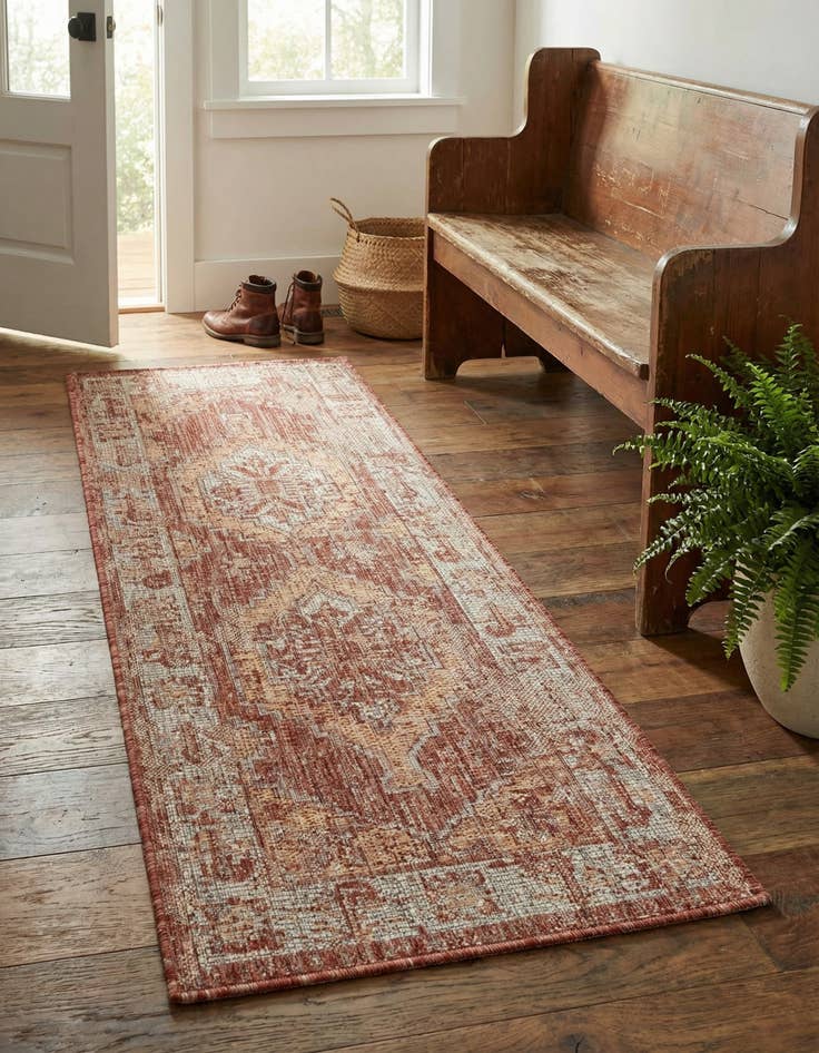 Detail image of 2' x 5' 3  Washable Traditional Indoor / Outdoor Runner Rug