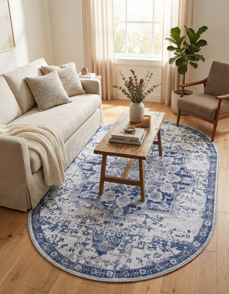 Detail image of 4' x 6'  Washable Renaissance Oval Rug