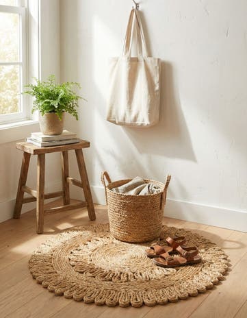 2' x 2' Handmade Braided Jute Round Rug