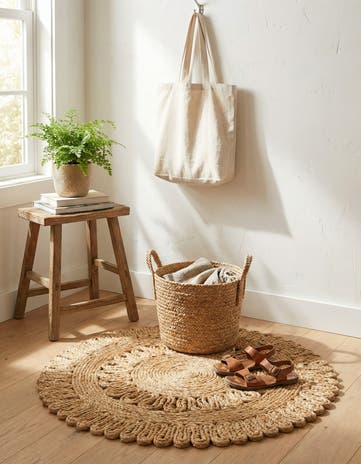 2' x 2' Handmade Braided Jute Round Rug