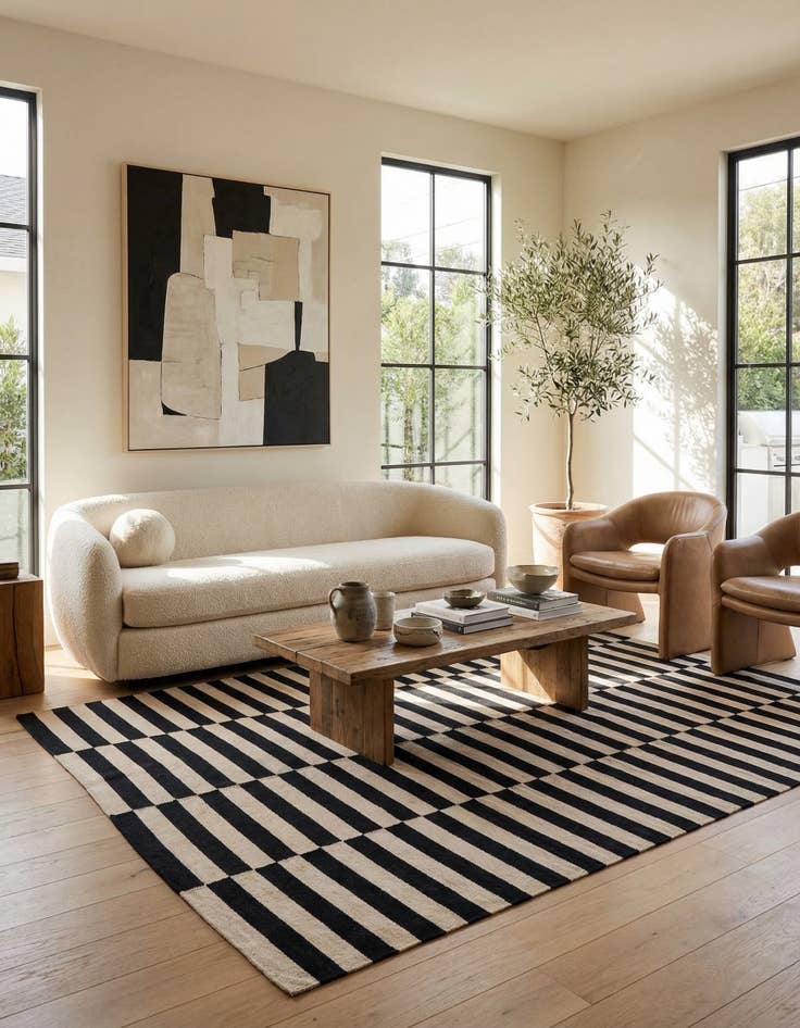 Detail image of 6' 6 x 9' 10  Hand Woven Kilim Modern Wool Rug